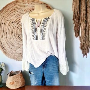 Bell sleeve Bohemian Hippie blouse size large